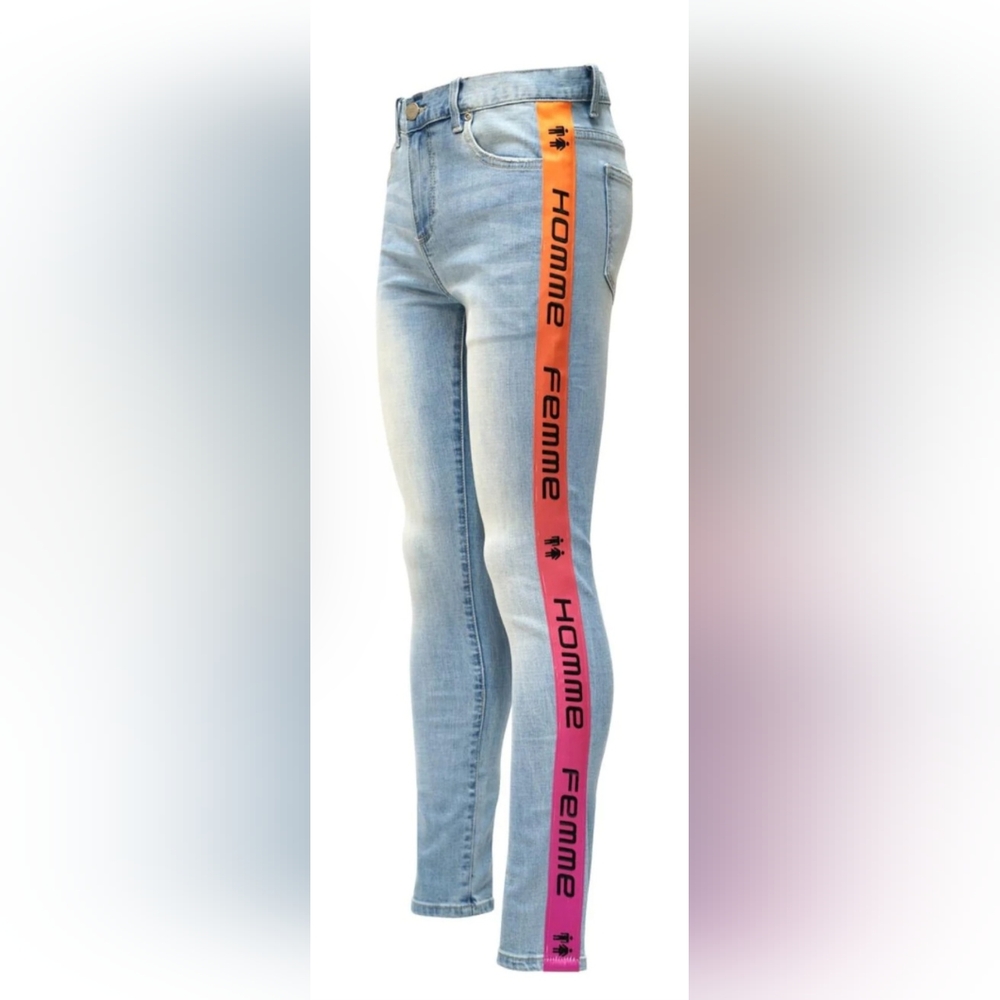 Homme+Femme-Tesla Denim Blue With Orange Gradient-Blue NWT Size 36x32
